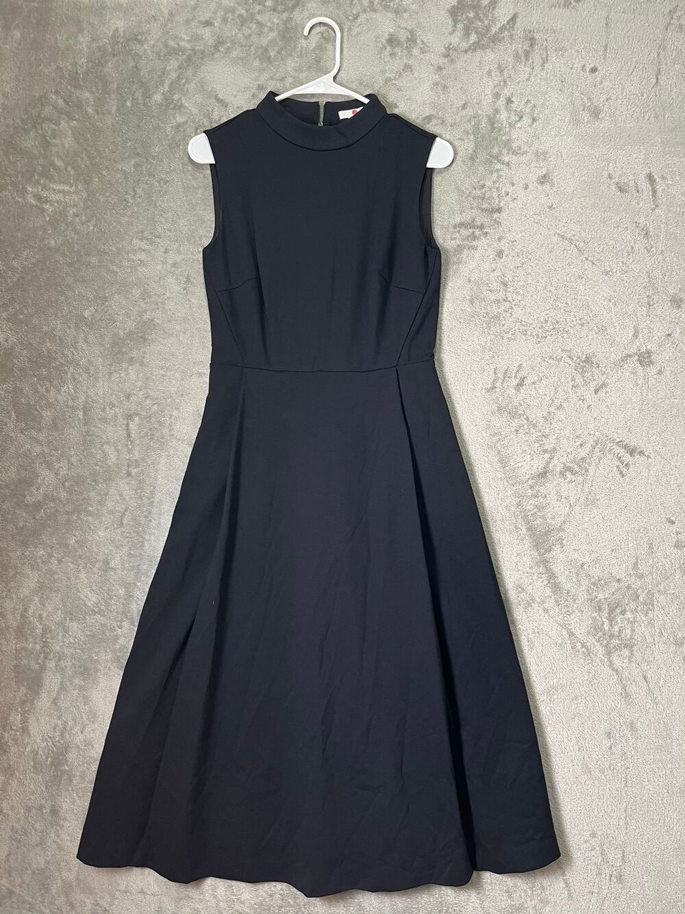 Boden 4R Black Mock Neck Sleeveless Fit & Flare Midi Dress Quiet Luxury Office
